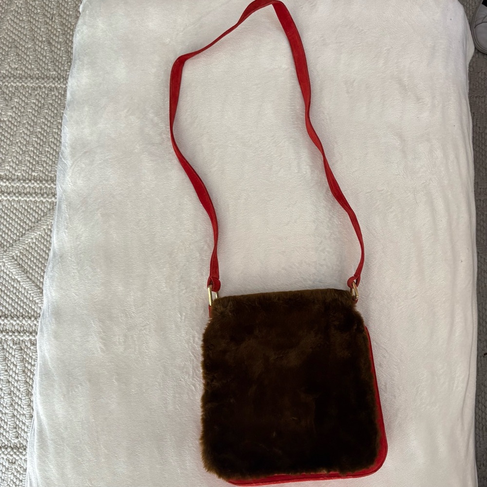 Renaud Pelligrino Fur Shoulder Bag - Brown and Red - Picture 2 of 9